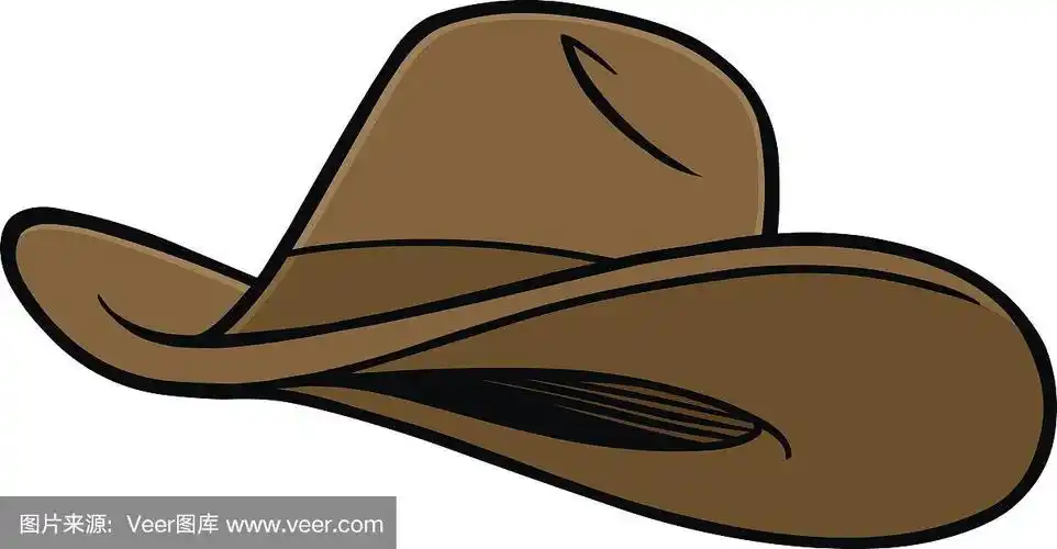 白色背景上的卡通棕色牛仔帽