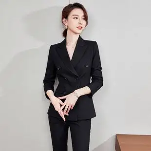 高端西装套装女时尚秋冬加厚黑色西服外套高级感职业装气质女神范