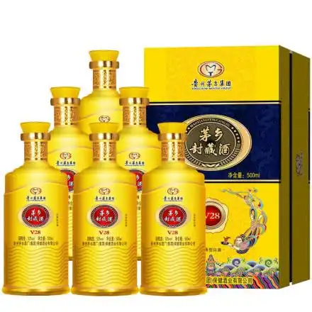 茅乡封藏酒v28喜酒礼盒礼品酒浓香型白酒500ml(6瓶装)_茅台白酒【价格