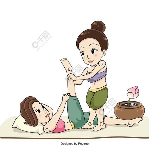 泰国传统按摩背部按摩女性按摩师
