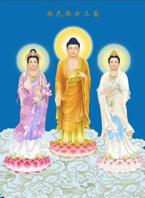 晨起礼佛#  西方三圣驾临  诚心礼佛,事事遂心,百愿百成0505