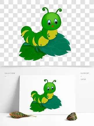 春蚕装饰图案绿色大胖蚕