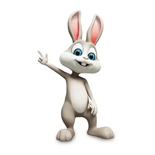 快乐的微笑小兔子,幸福微笑兔子的 3d 艺术插图.