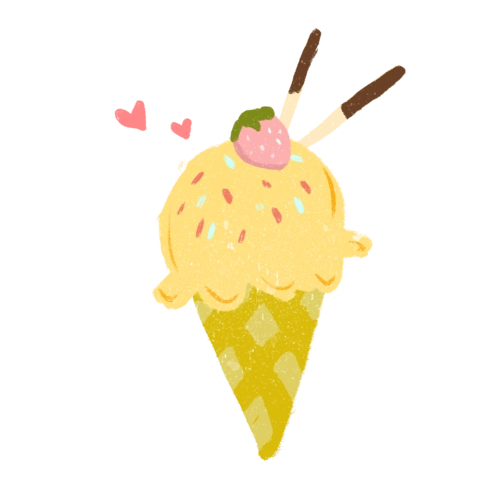 夏日卡通手绘清凉草莓冰淇淋