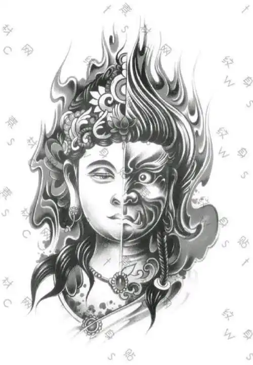 善恶一念之间简笔画善恶各一半简笔画