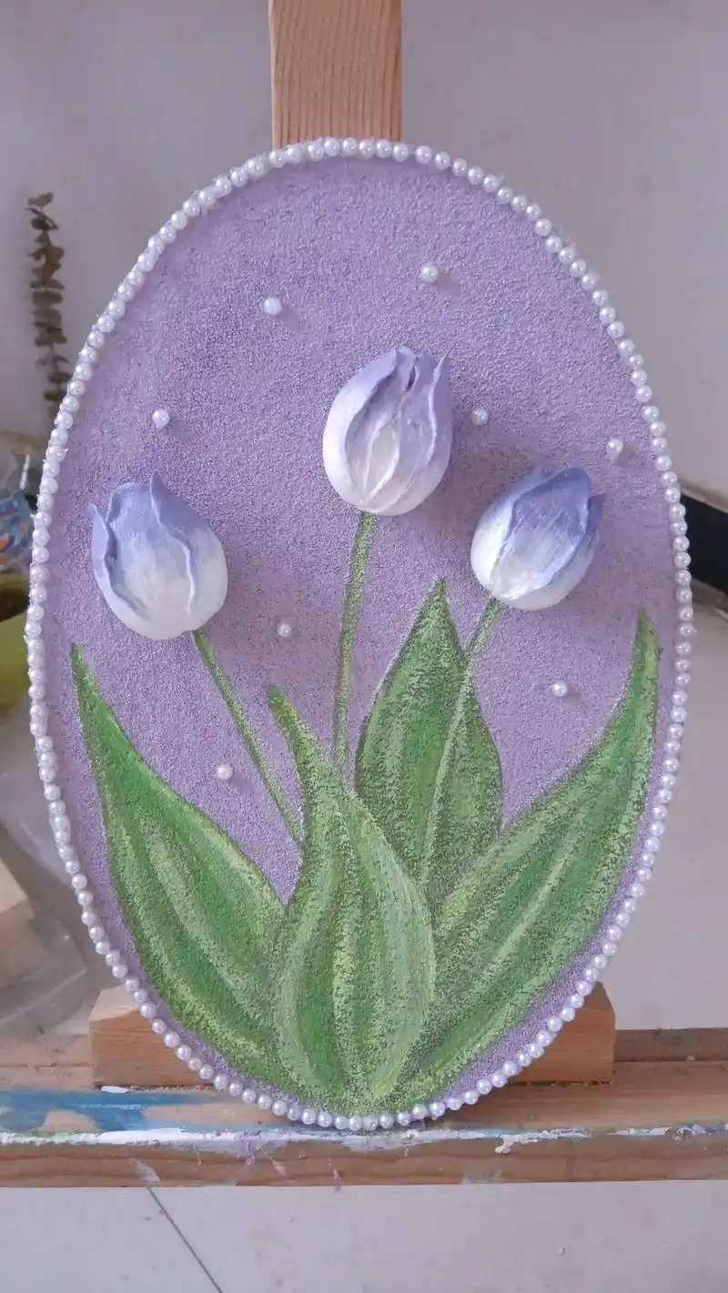 用闺女的橡皮泥做一束紫色的郁金香,送给爱笑的你,愿你像花一样 - 抖