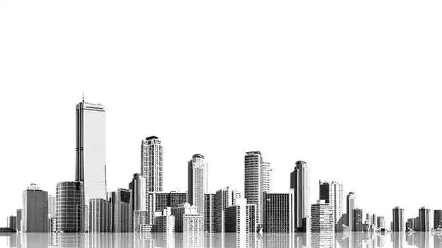 黑白透明的楼群建筑ppt背景图片