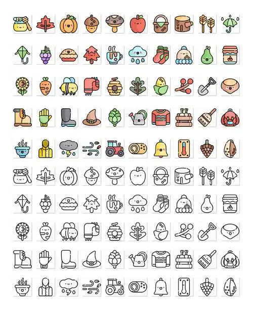 可爱的园艺图标设计素材