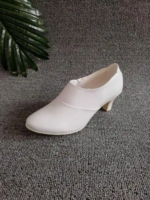 a女春秋常服白皮鞋校尉常服制式女鞋职业夏正装中高跟皮鞋