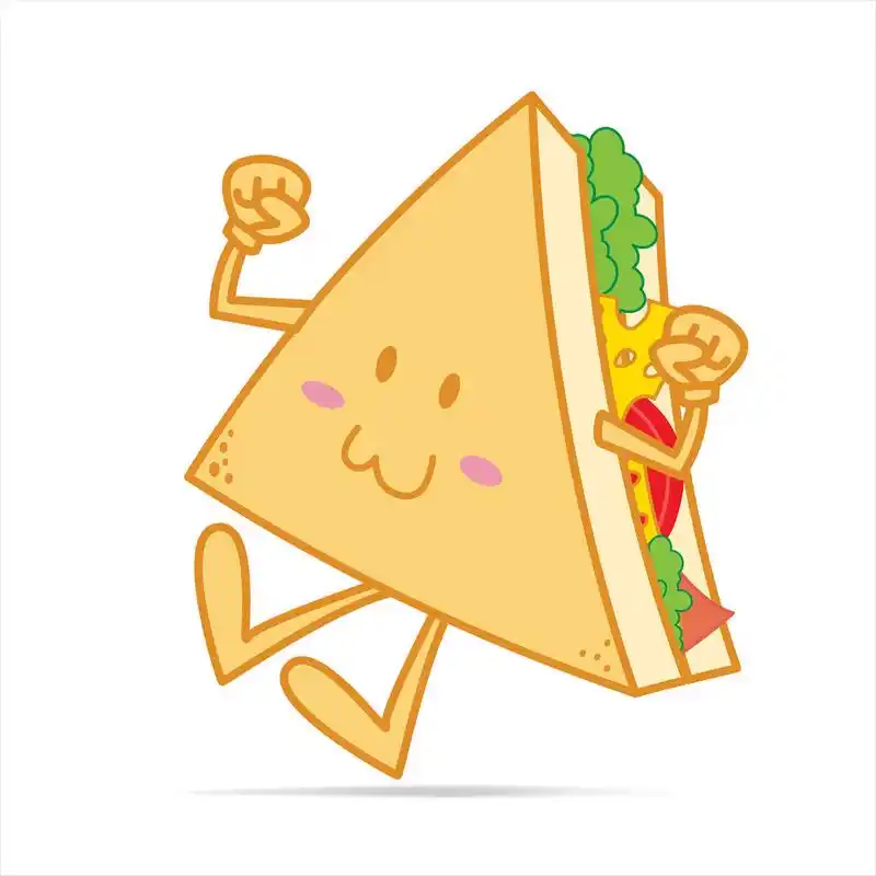 笑容可爱三明治,可爱的睡着三明治矢量卡通