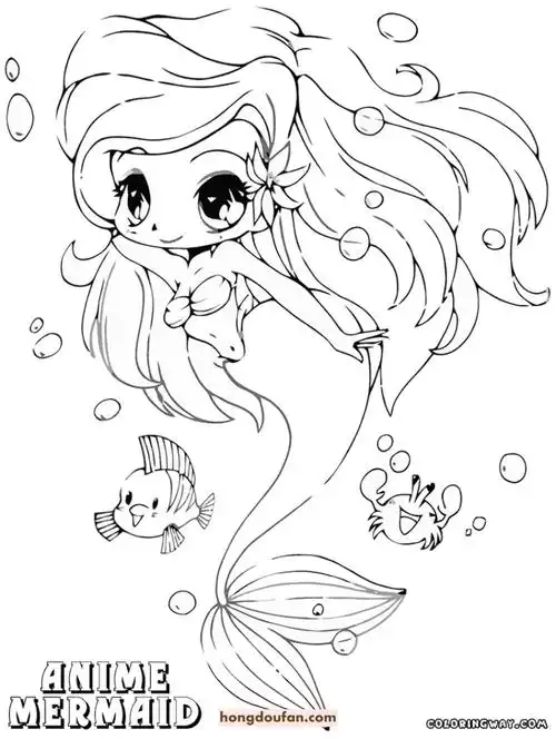 9张大眼睛的女孩子们最喜欢的美人鱼美少女卡通涂色图片