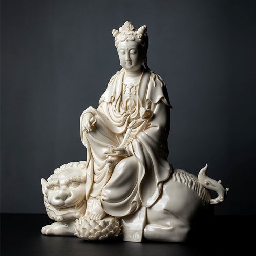 菩萨戴玉堂妙音殊妙五髻文金田周金田陶瓷限量仿古摆件