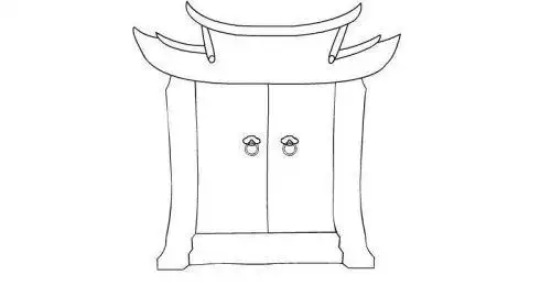 简单带门环古代大门简笔画步骤画法 彩色古代大门简笔画怎么画