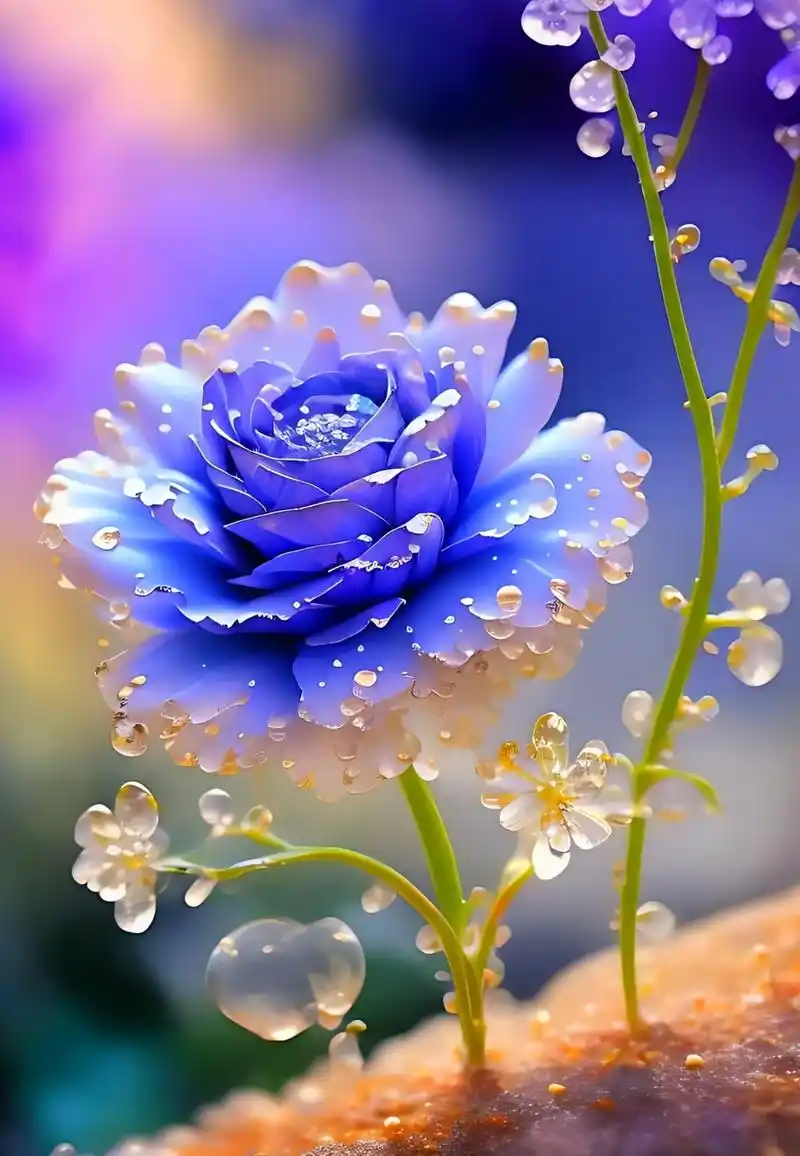 迷人的紫罗兰,在晨露中闪着蓝色的光芒,花瓣上还挂着晶 - 抖音