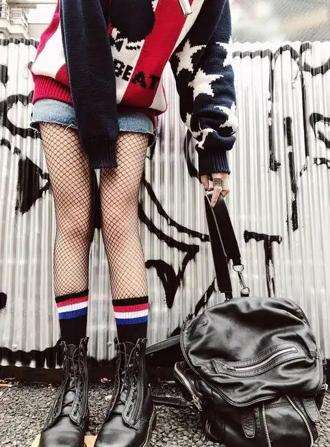 个性大小网眼网袜连裤袜 春夏新款镂空渔网袜长款女士