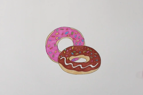 卡通甜甜圈简笔画怎么画 彩色巧克力甜甜圈简笔画教程