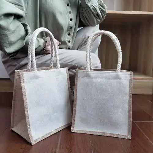 现货麻布手提袋 涂鸦手绘包棉麻布袋覆膜黄麻包 帆布礼品袋批发