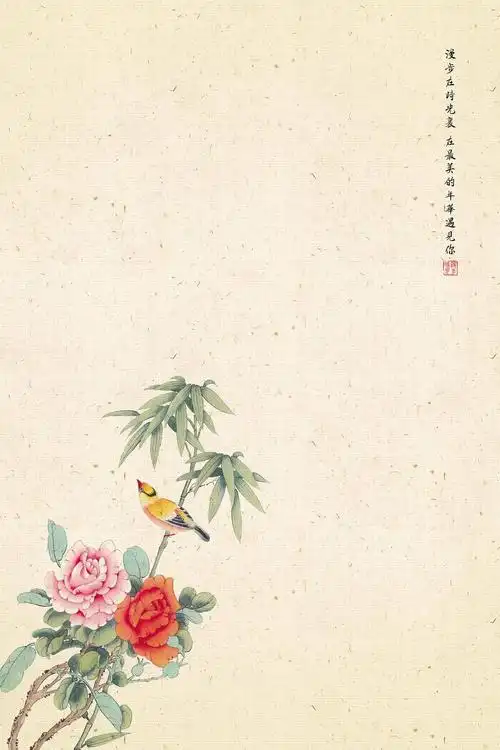 免费14款古典花鸟工笔画背景设计psd素材177期