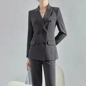 高级感灰色西装外套女春秋小个子职场西服正装工作服职业面试套装