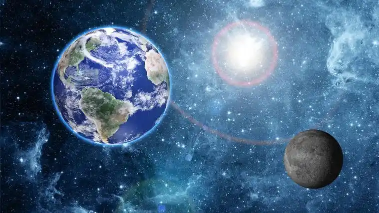 太空中的地球和月球