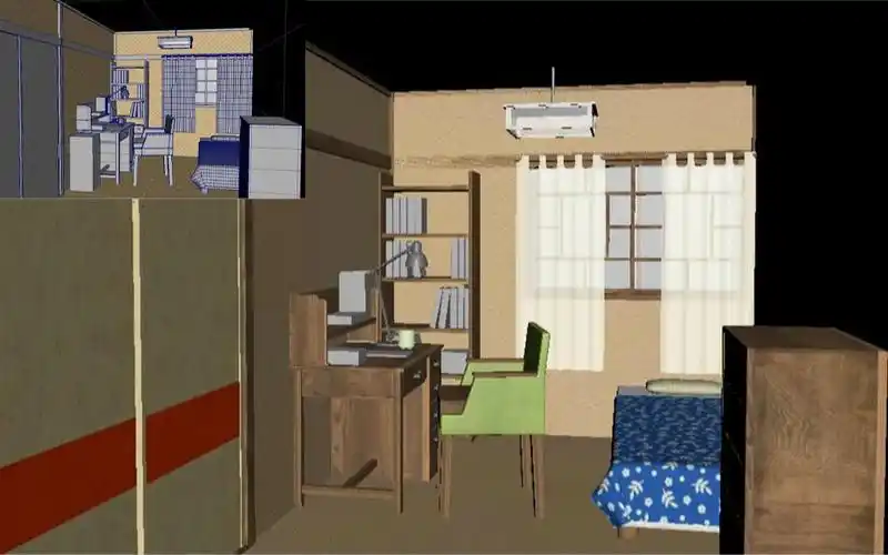 【maya室内建模】简单卧室场景模型制作,模型布线,灯光渲染 材质全