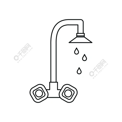 在概述样式的象在白色背景传染媒介例证水滴水龙头图标,轮廓样式