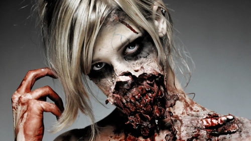 美女挑战恐怖丧尸妆比行尸走肉还吓人