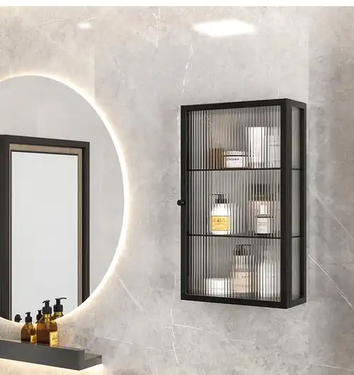 轻奢卫生间置物架壁挂式免打孔浴室厕所马桶上方收纳柜窄侧小吊柜