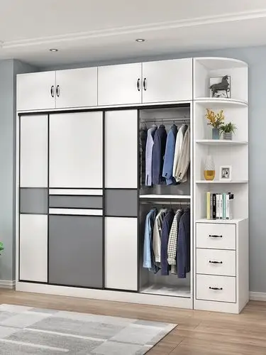 推拉门大衣柜家用卧室整体柜子实木经济型现代简约包安装储物衣橱