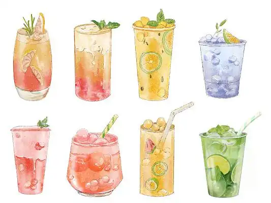 夏天元气水彩卡通饮料饮料饮品