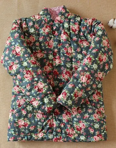 棉花袄成人手工棉袄女士保暖加厚修身印花棉袄大人居家外出棉衣服