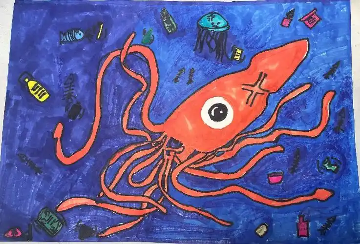 "爱护蓝色家园,保护海洋环境"主题儿童绘画-图5