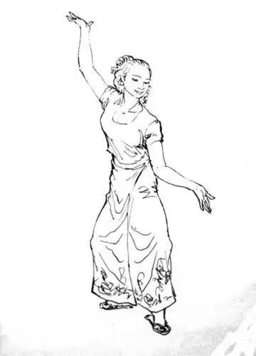 女孩跳傣族舞简笔画