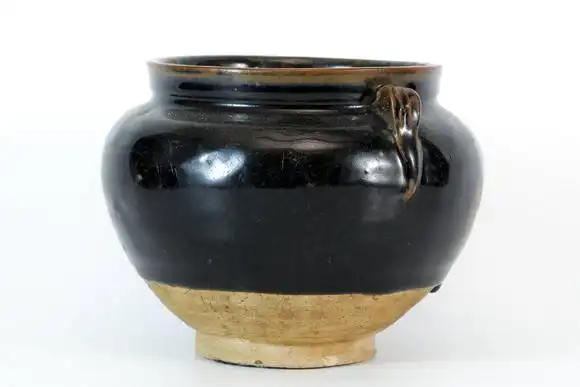 元黑釉双系罐