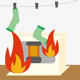 卡通着火火炉矢量图