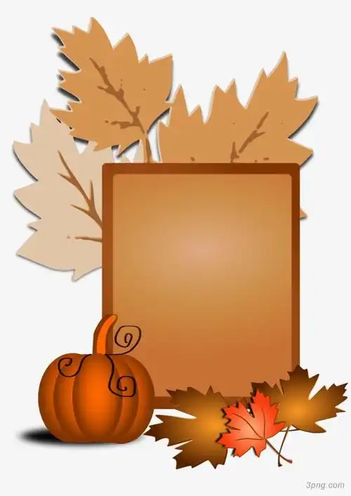 南瓜秋叶边框png素材透明免抠图片-其他元素