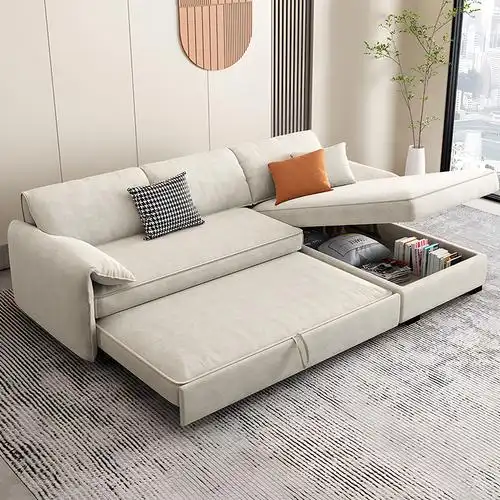 欧梵森多功能简约现代可折叠的实木沙发床两用经济型小户型家用推拉