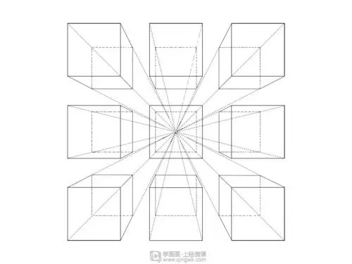临摹一点透视正方体绘画基础透视的练习