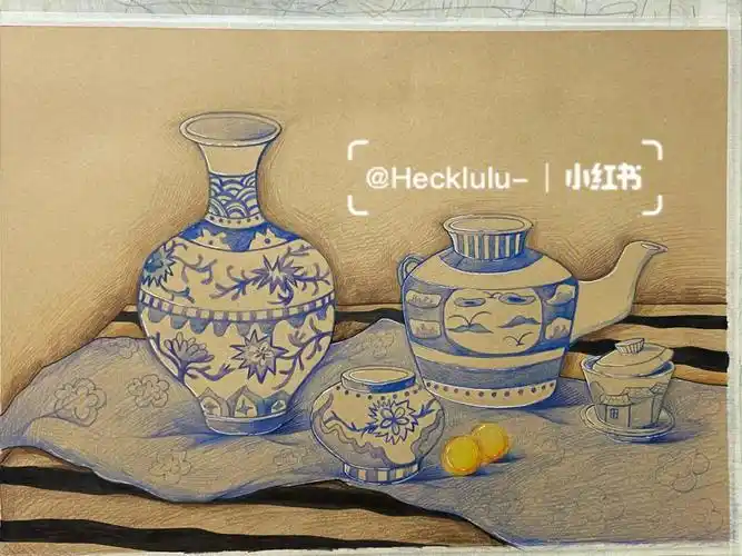 儿童素描创意画89岁青花瓷