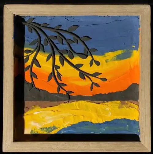 超轻粘土落日老树