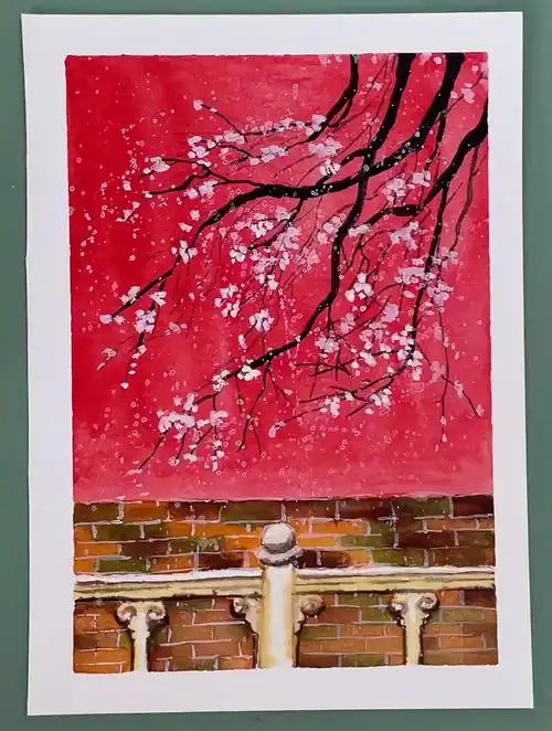简单的水彩画教程,《故宫红墙》保证一看就会-度小视