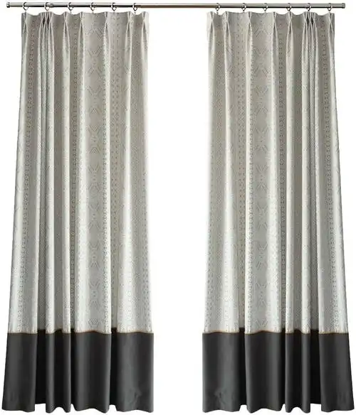 wollyhome屋俪布艺 现代轻奢上下拼接遮光香槟色定制窗帘