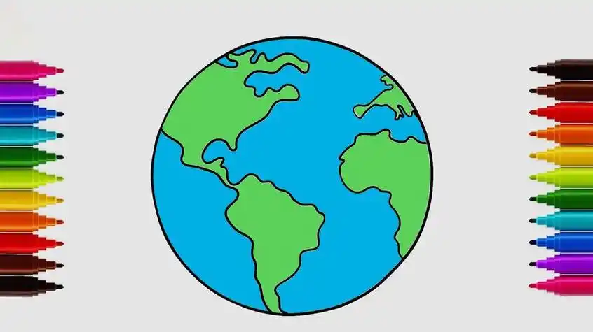 中国在地球上简笔画中国有颜色