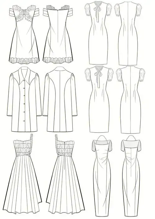 服装款式图分享一组美美的连衣裙