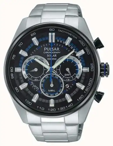 pulsar mens wrc chronograph solar stainless steel
