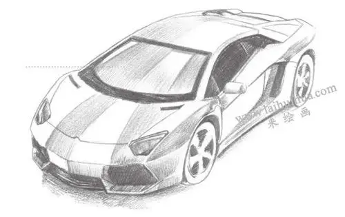 玩具跑车铅笔素描画法步骤图示