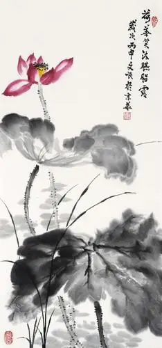 画家刘文顺泼墨荷花作品欣赏