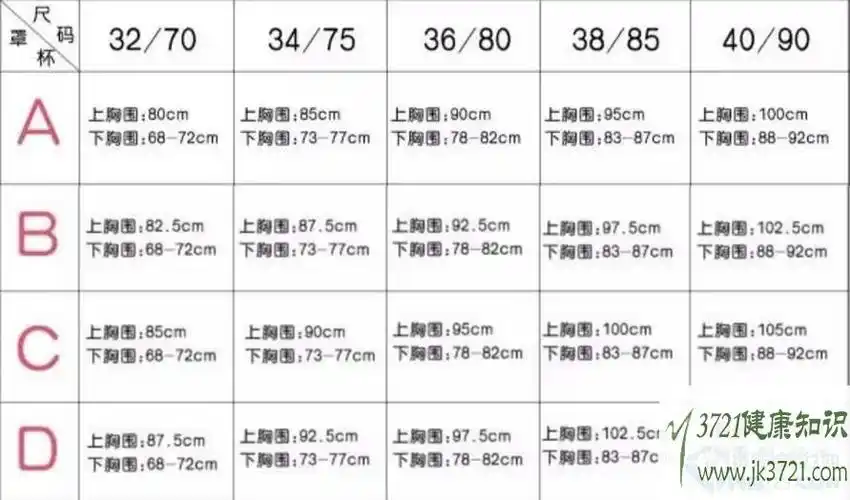 文胸尺码对照表【附胸围正确测量方法】