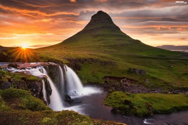 islandia, g鏎a kirkjufell, wodospad kirkjufells