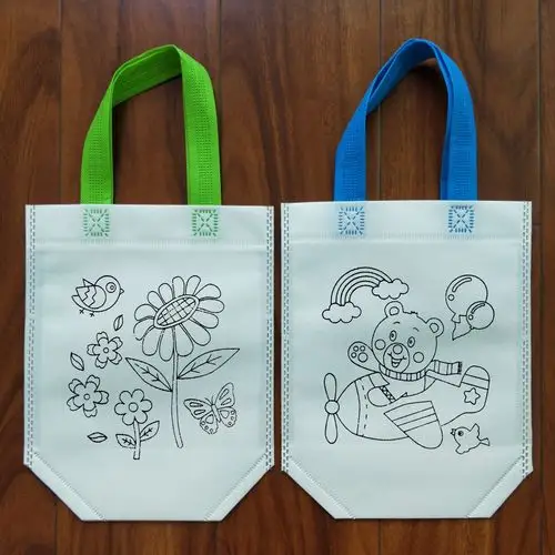 儿童绘画无纺布袋子幼儿园手工diy涂鸦制作填色 可定制其他图案